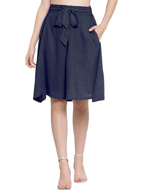 drak blue solids a-line skirt - 20036786 - Very Small Image - 1
