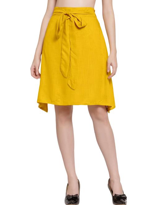 yellow solids a-line skirt - 20036798 - Very Small Image - 1