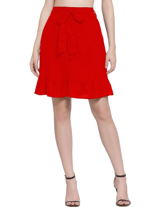 red solids a-line skirt - 20036814 - Very Small Image - 1