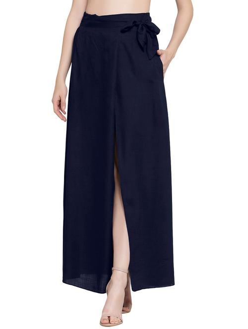 dark blue solids side slit skirt - 20036855 - Very Small Image - 1