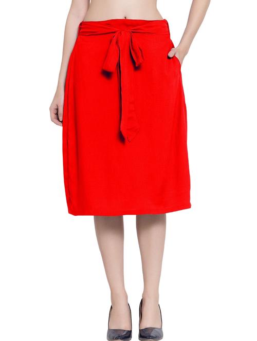 red solids a-line skirt - 20036883 - Very Small Image - 1