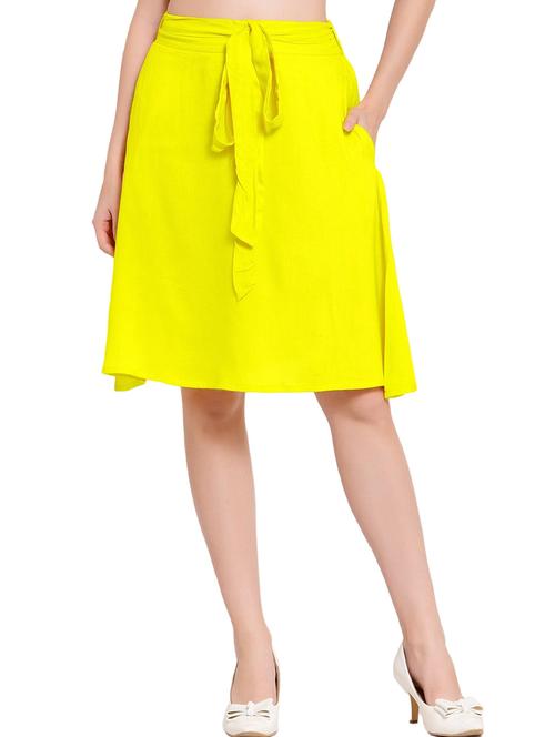 yellow solids a-line skirt - 20036957 - Very Small Image - 1