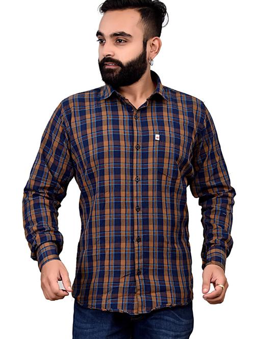 mens checks casual shirt - 20038017 - Very Small Image - 1
