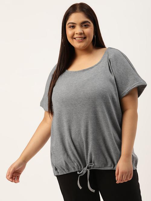women's straight round neck top - 20038358 - Very Small Image - 1