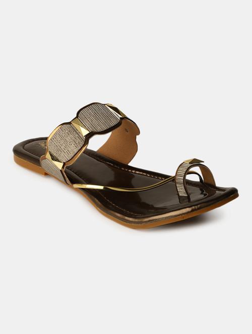 brown pu slip on sandals - 20038519 - Very Small Image - 1