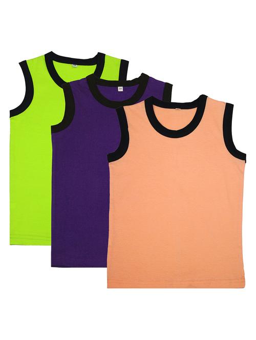 boys pack of 3 solid vest - 20045042 - Very Small Image - 1