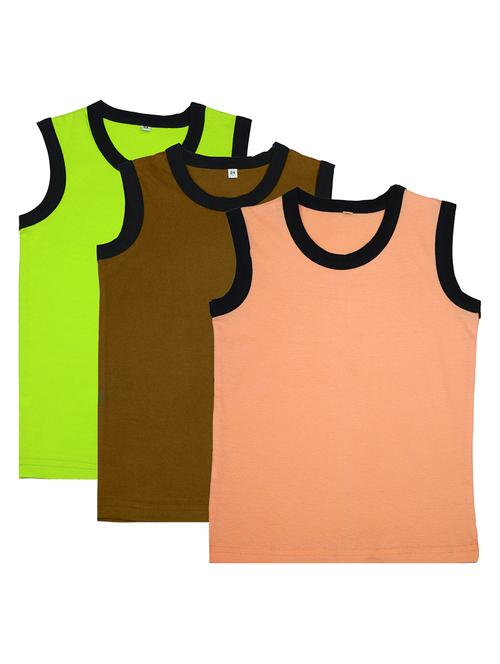 boys pack of 3 solid vest - 20045043 - Very Small Image - 1