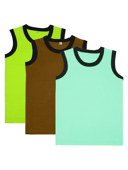 boys pack of 3 solid vest - 20045044 - Very Small Image - 1