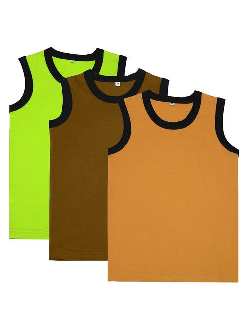 boys pack of 3 solid vest - 20045045 - Very Small Image - 1