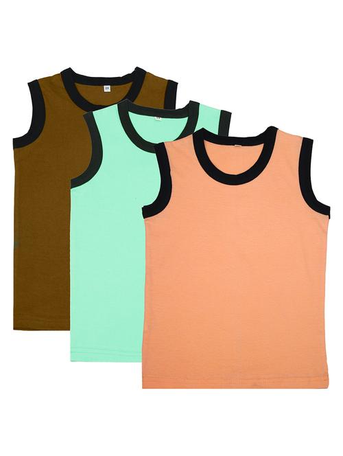 boys pack of 3 solid vest - 20045054 - Very Small Image - 1