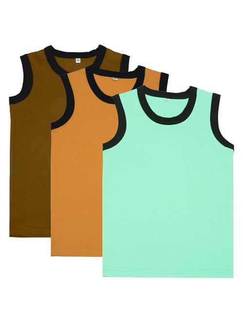 boys pack of 3 solid vest - 20045057 - Very Small Image - 1