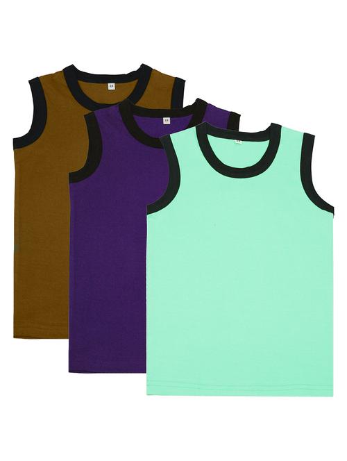 boys pack of 3 solid vest - 20045059 - Very Small Image - 1