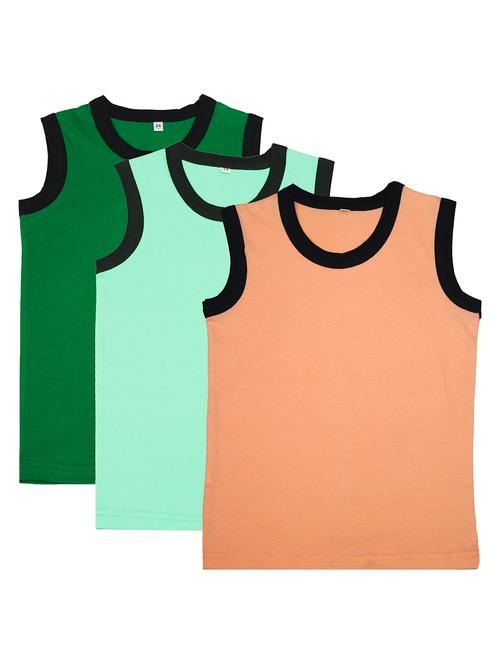boys pack of 3 solid vest - 20045062 - Very Small Image - 1