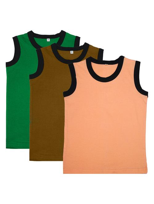boys pack of 3 solid vest - 20045069 - Very Small Image - 1