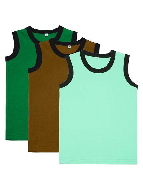 boys pack of 3 solid vest - 20045070 - Very Small Image - 1
