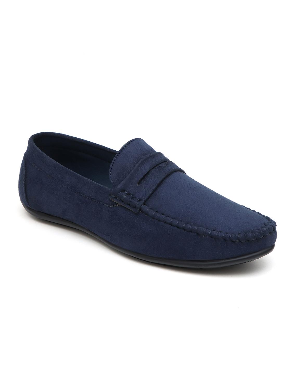 blue solid slip-on loafers - 20045102 - Standard Image - 3