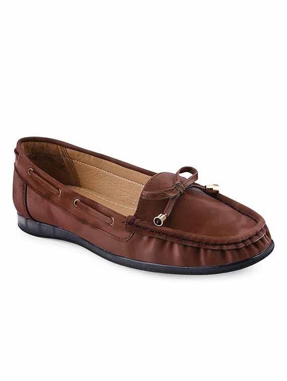 brown pu slip on loafers - 20045296 - Zoom Image - 1