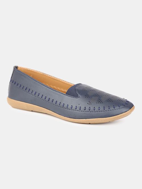 blue pu slip on moccasins - 20045410 - Very Small Image - 1