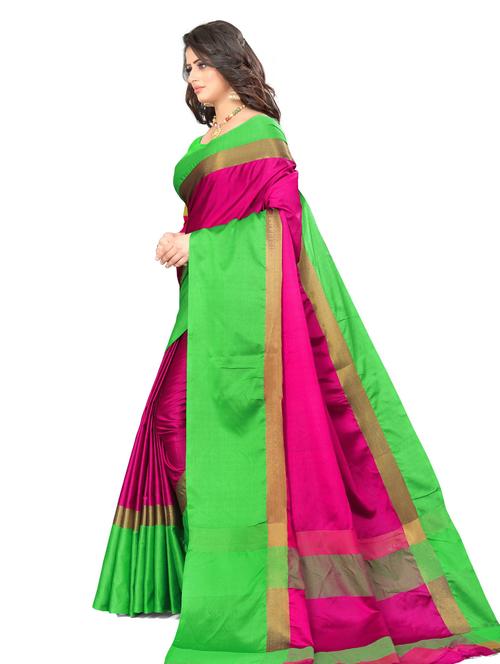 color block woven saree with blouse - 20046762 - Very Small Image - 1