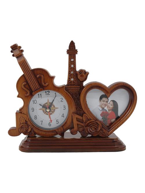 sigaram guiter effile tower photo frame with brown wood finish table clock - 20047567 - Very Small Image - 1