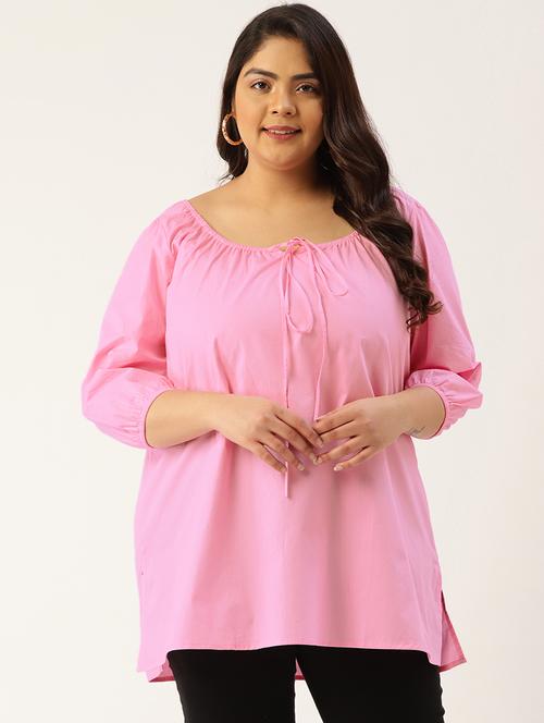 women's straight tie-up neck top - 20047717 - Very Small Image - 1