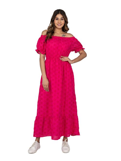 women's fit & flare self design dress - 20048040 - Very Small Image - 1