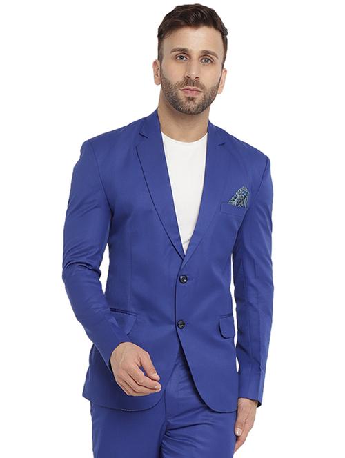 blue cotton blend single breast blazer - 20051782 - Very Small Image - 1