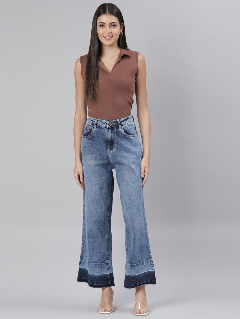 women's plain wide leg jeans - 20052130 - Standard Image - 4