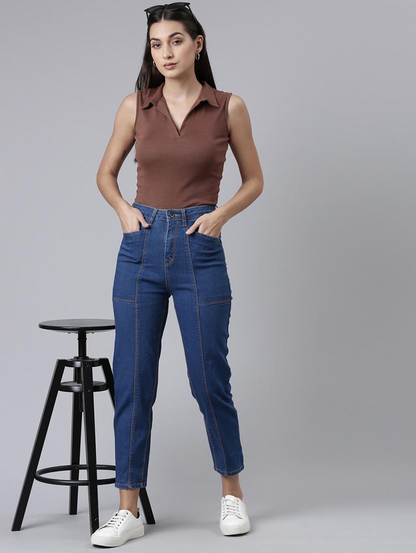 women's plain mom fit jeans - 20052149 - Standard Image - 4