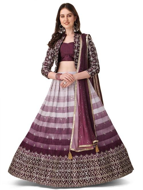 printed unstitched lehenga jacket - 20054268 - Very Small Image - 1
