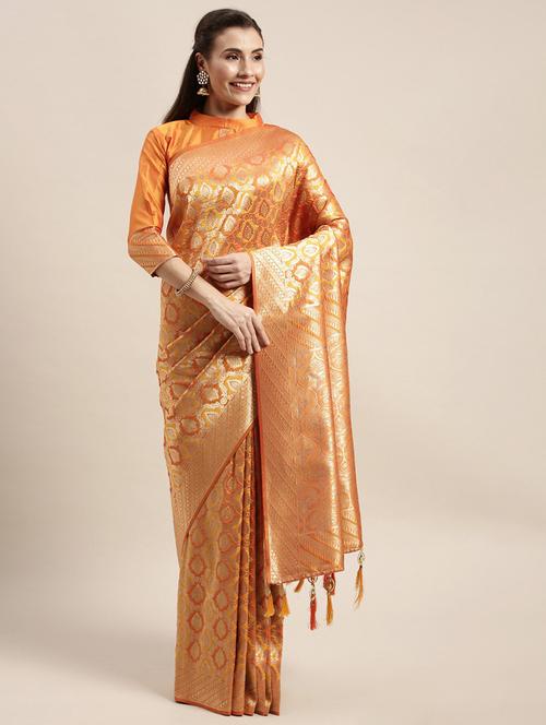 self design banarasi saree with blouse - 20054346 - Very Small Image - 1