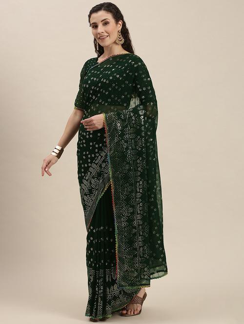 self design saree with blouse - 20054678 - Very Small Image - 1