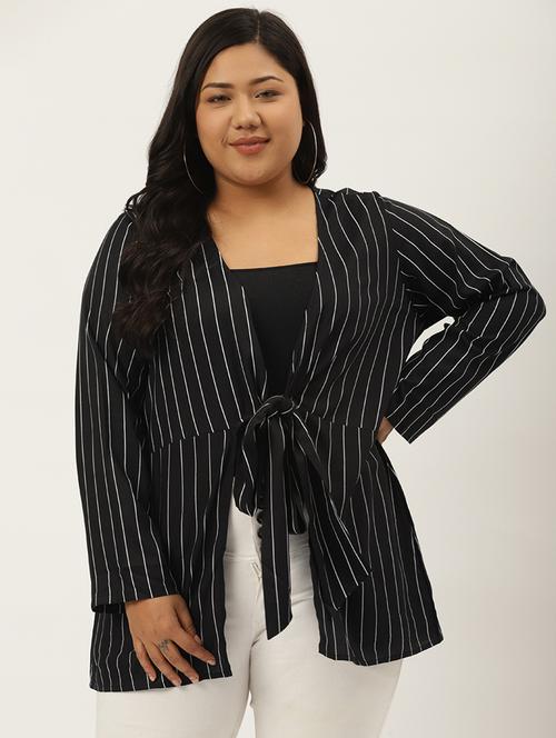 women stripes printed regular shrugs - 20056161 - Very Small Image - 1