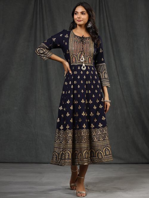 navy blue anarkali ethnic dress - 20056172 - Very Small Image - 1