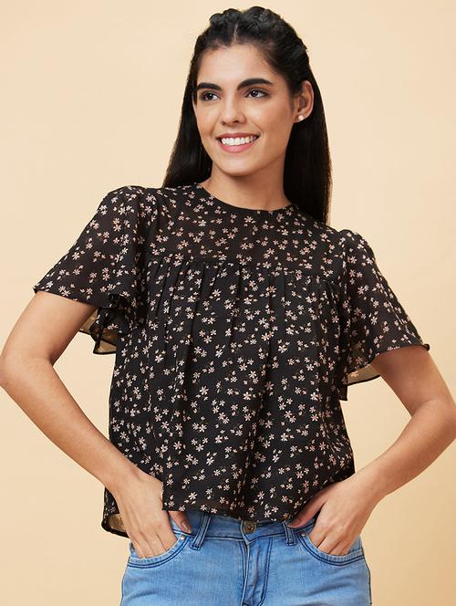 women's straight round neck top - 20056418 - Very Small Image - 1