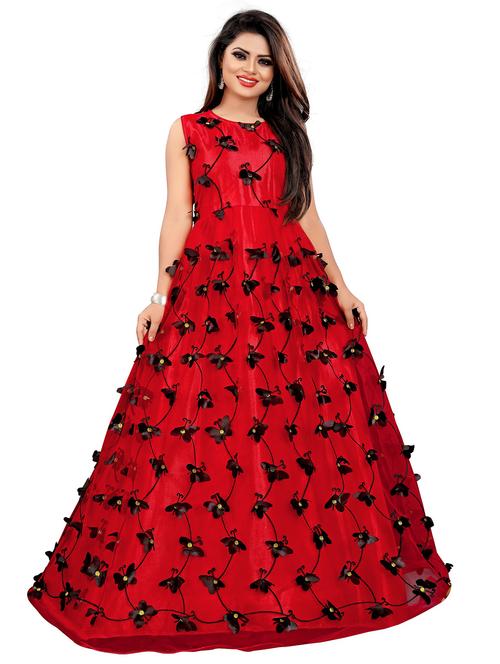 red net fit & flare gown - 20056717 - Very Small Image - 1