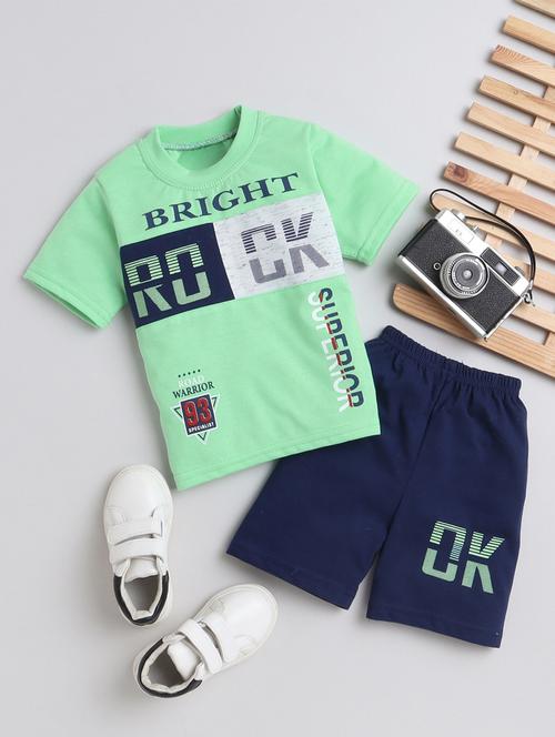 boys round neck printed shorts set - 20057327 - Very Small Image - 1