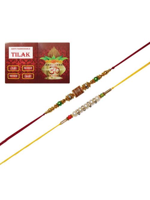 purvani pack of 2 rakhi set with roli chawal & card - 20059485 - Very Small Image - 1