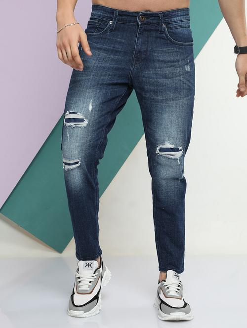 blue cotton blend distressed jeans - 20059740 - Very Small Image - 1