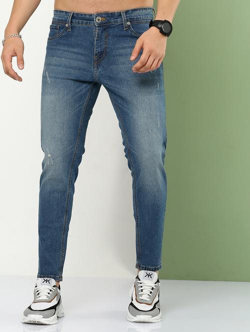 blue cotton blend distressed jeans - 20059754 - Very Small Image - 1