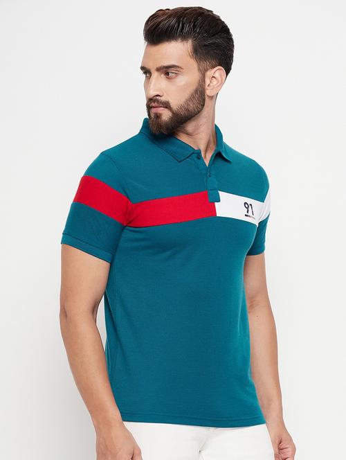 men's color block cotton polo t-shirt - 20059930 - Very Small Image - 1