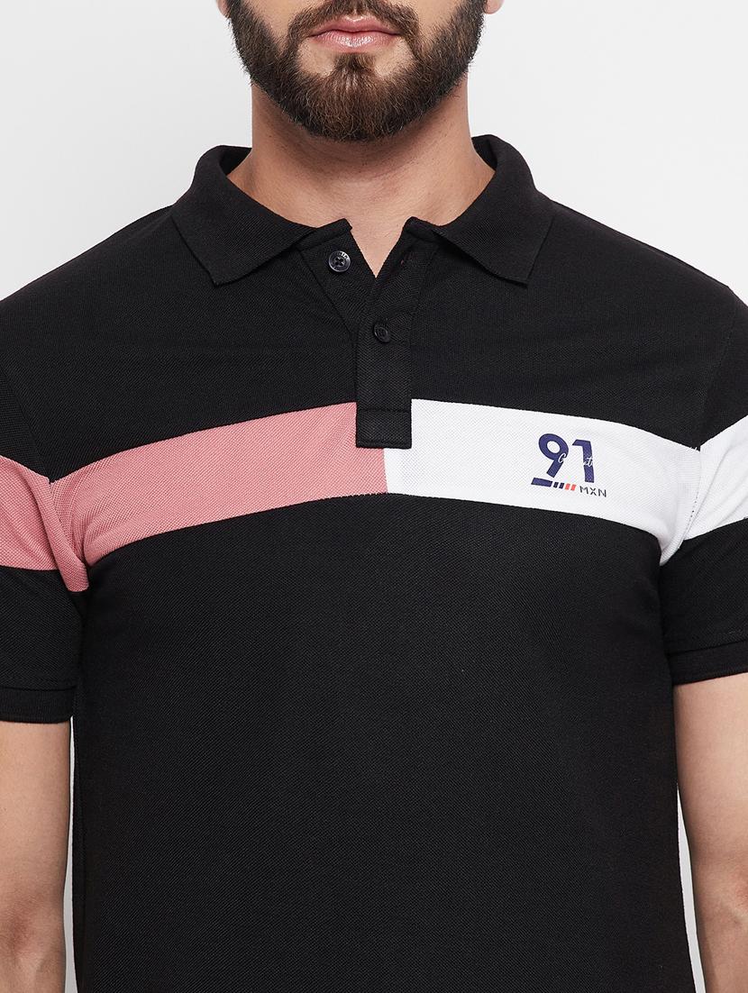 men's color block cotton polo t-shirt - 20059931 - Zoom Image - 4