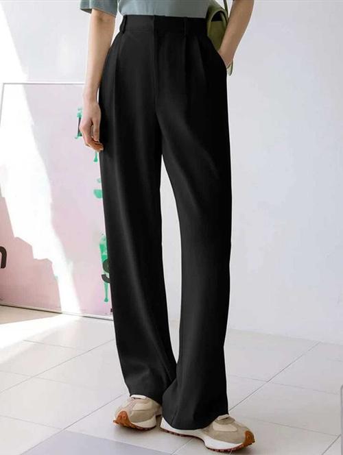  women wide leg high-rise stretchable korean pants - 20060217 - Very Small Image - 1