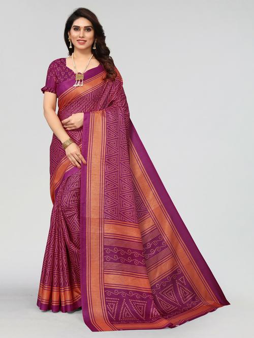 pink woven saree with blouse - 20060814 - Very Small Image - 1