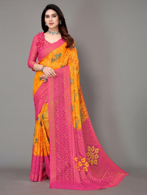 pink woven saree with blouse - 20060898 - Very Small Image - 1