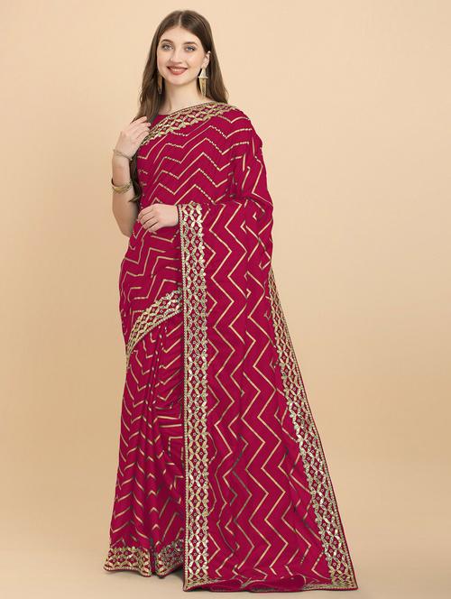 pink self design saree with blouse - 20064414 - Very Small Image - 1