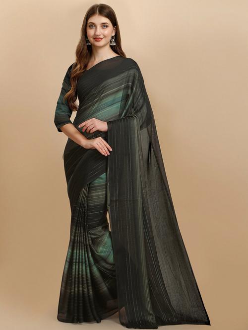 black stripes saree with blouse - 20064419 - Very Small Image - 1