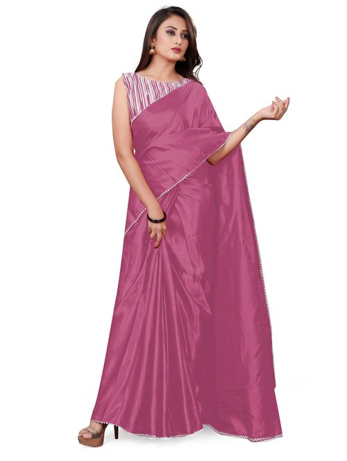 pink plain saree with blouse - 20065051 - Very Small Image - 1