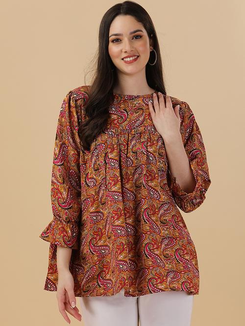 women's peplum round neck top - 20068901 - Very Small Image - 1