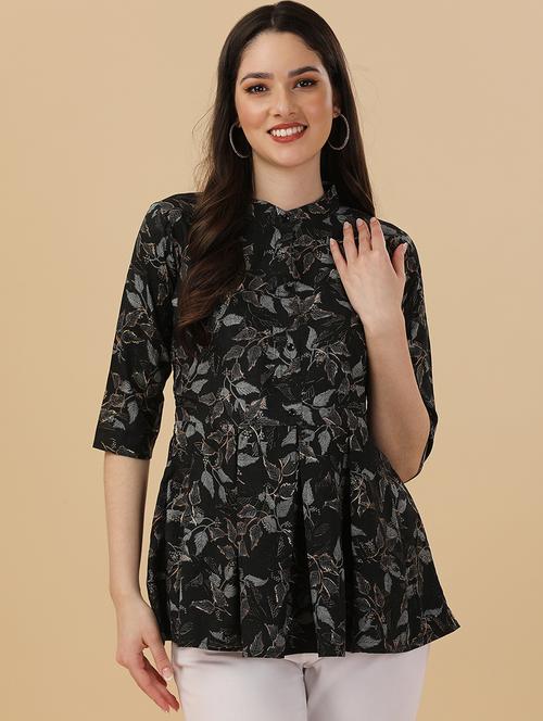 women's a line mandarin neck top - 20068903 - Very Small Image - 1